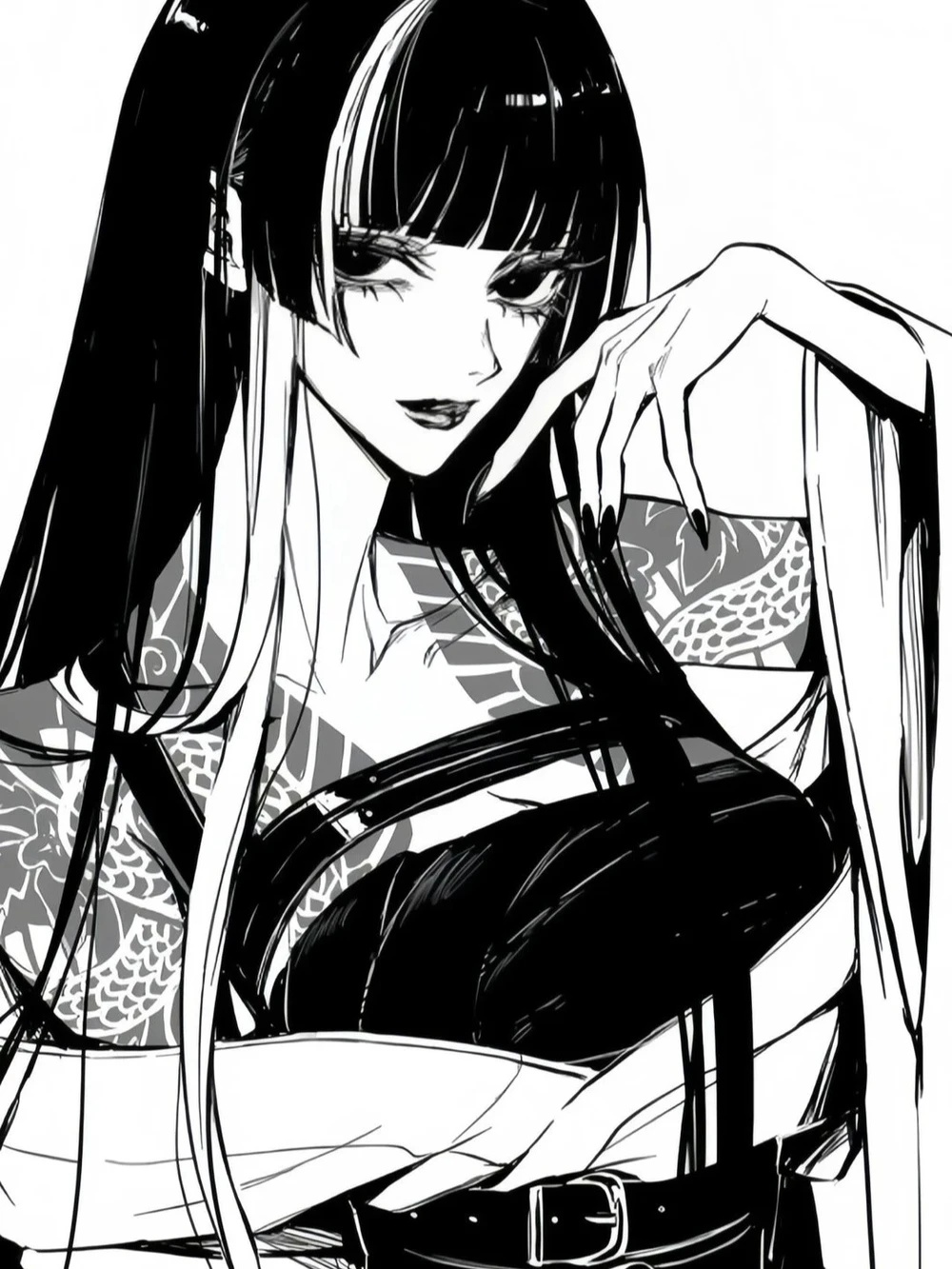 Anime trắng đen girl