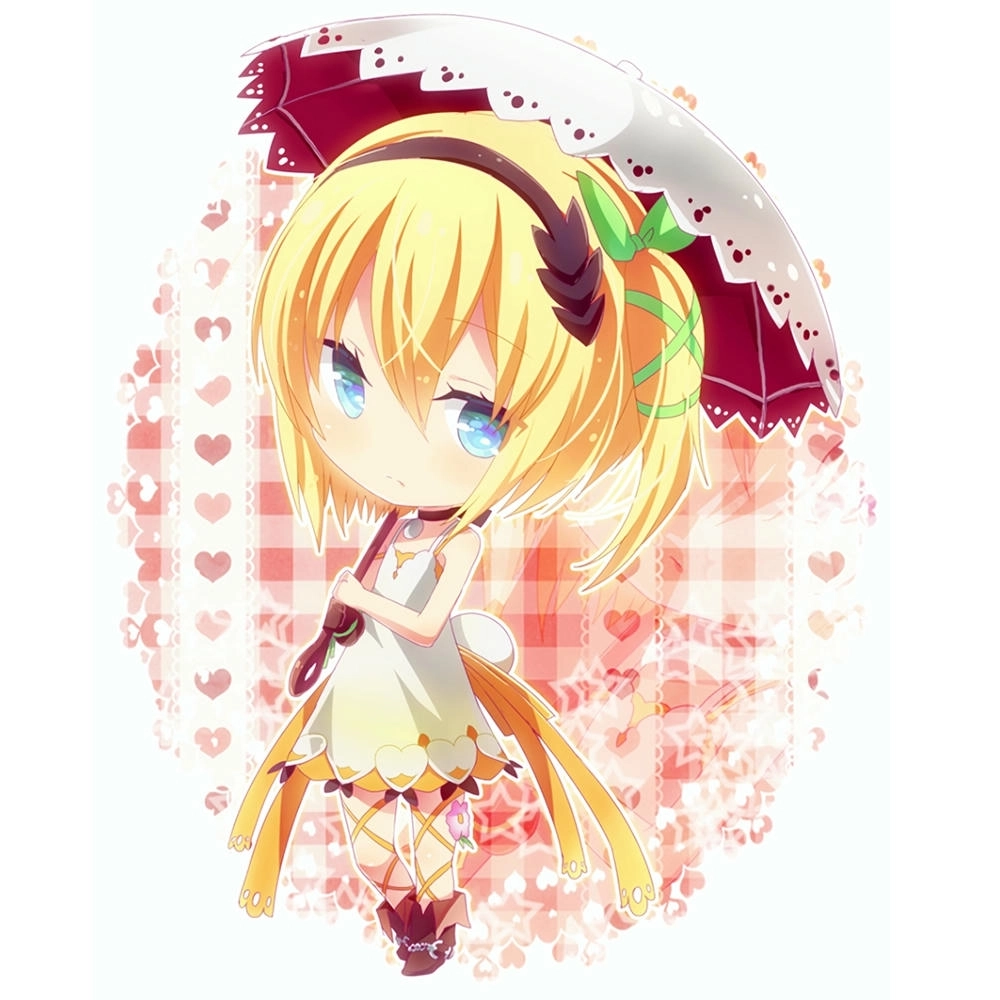 hình anime chibi tay cầm ô 