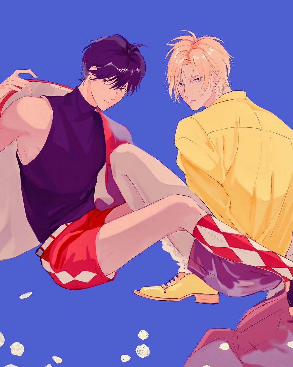 hình ảnh anime đam mỹ nền xanh 