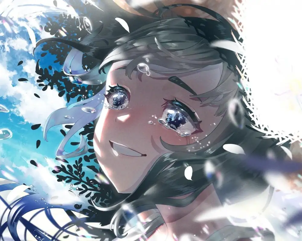 hình anime ngước mặt khóc