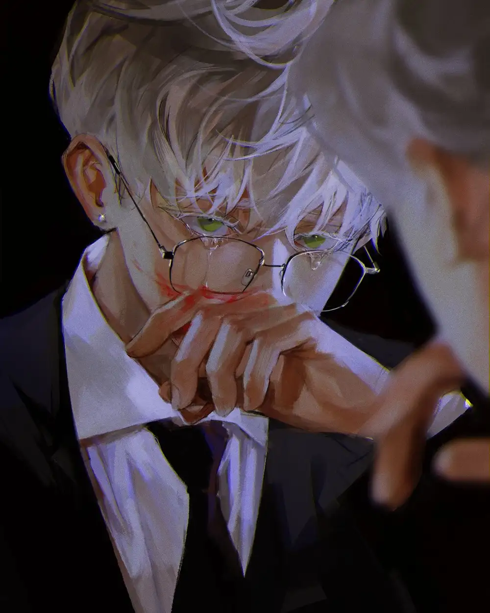 anime khóc trước gương