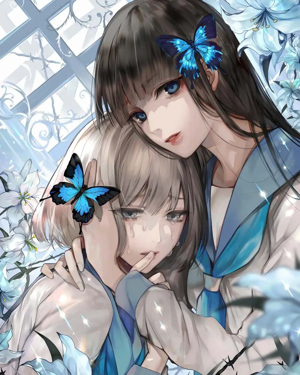 anime khóc trong vòng tay ai đó