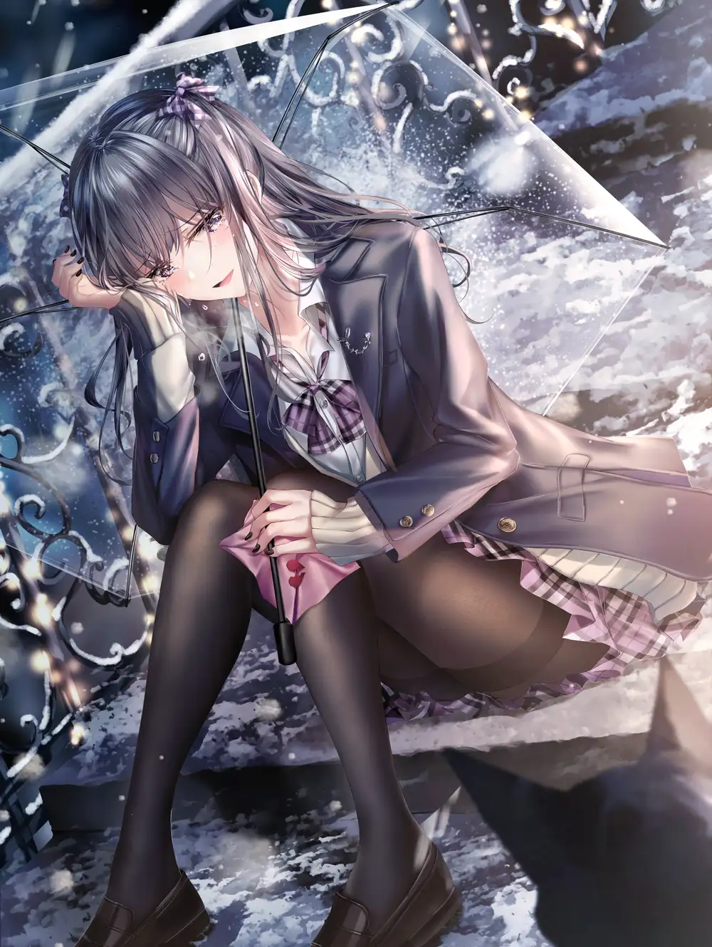 hình anime khóc trên sân ga