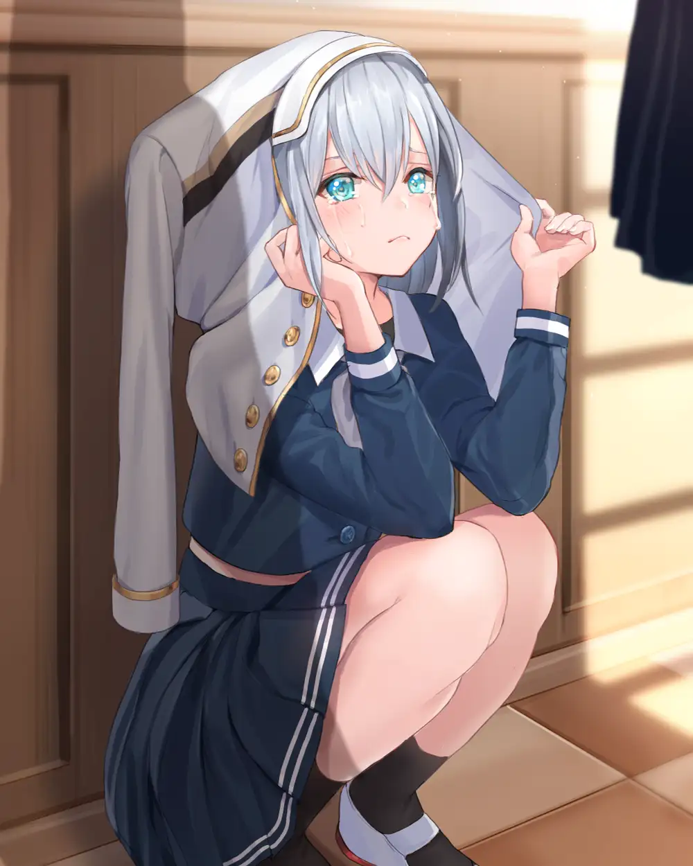 ảnh anime khóc bên cửa sổ