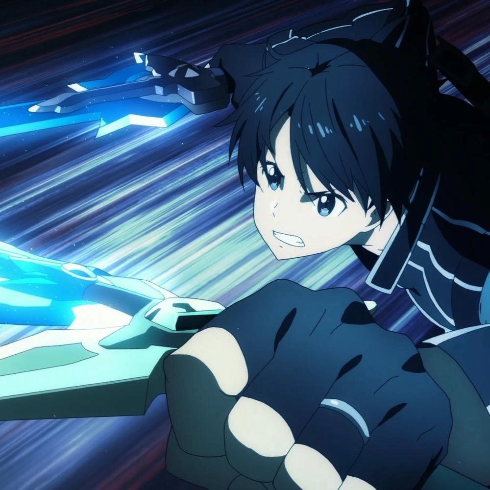 Kirito nổi bật giữa nền đen 