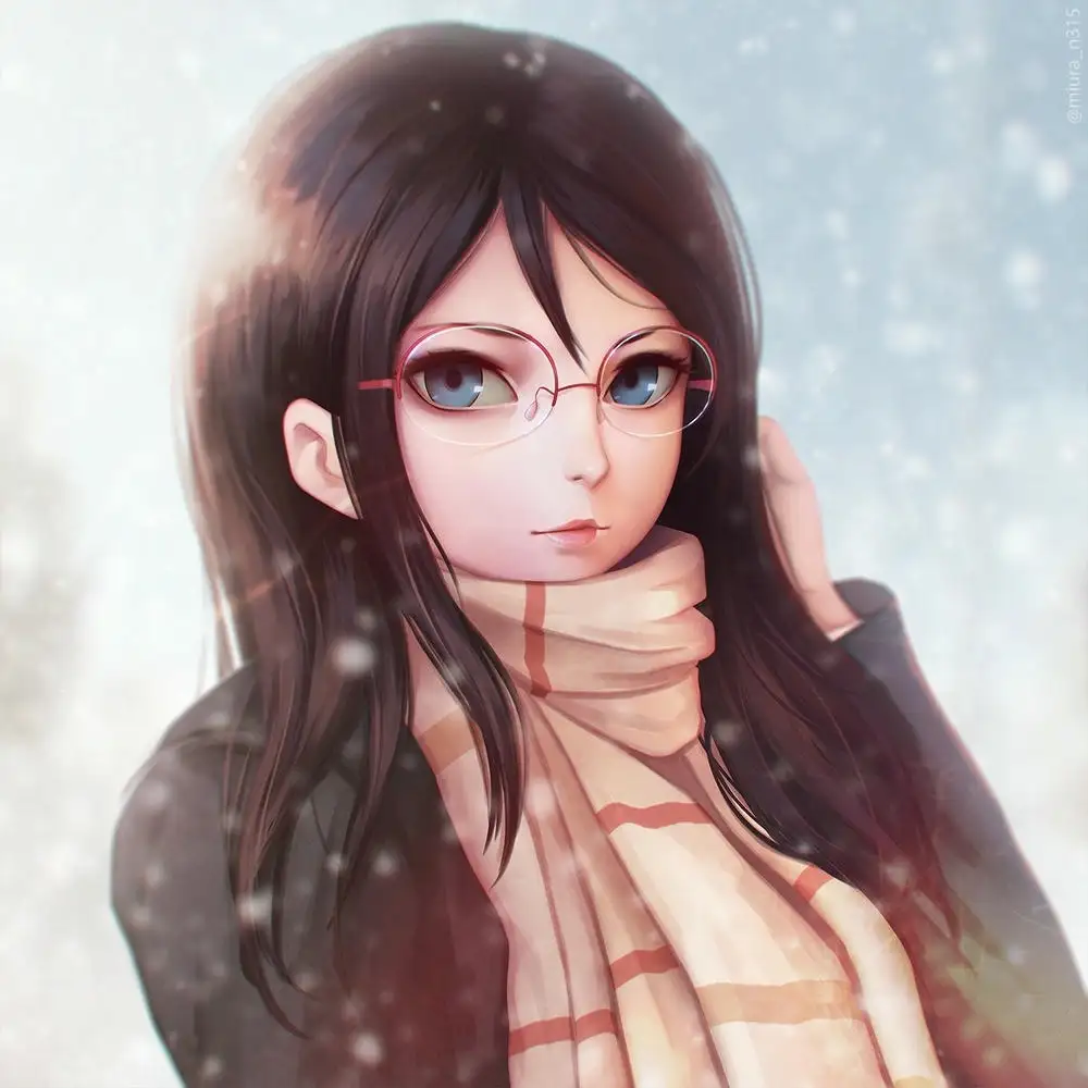 anime nữ đeo kính cute, giản dị