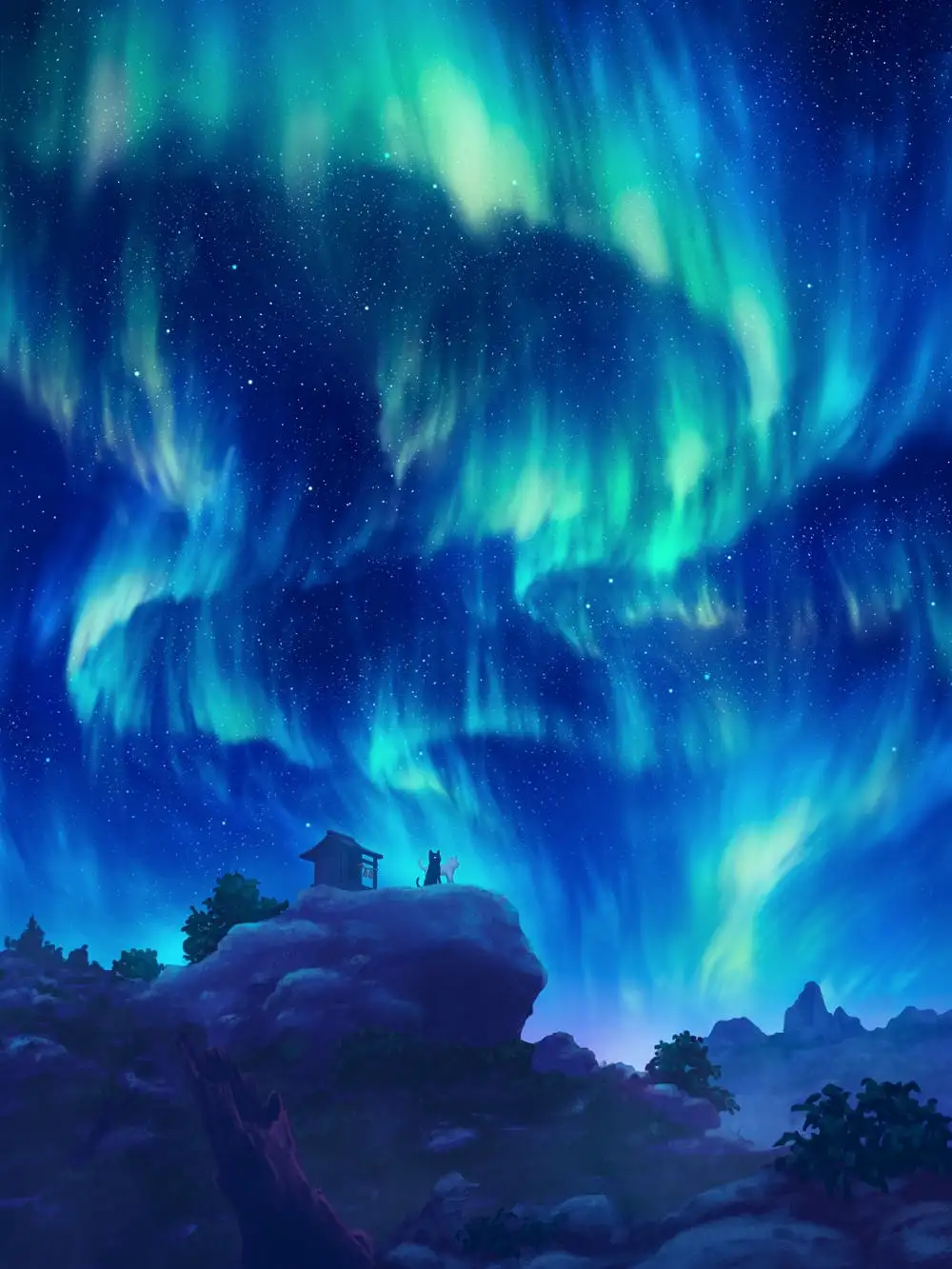 phong cảnh anime đêm mờ ảo huyền bí 