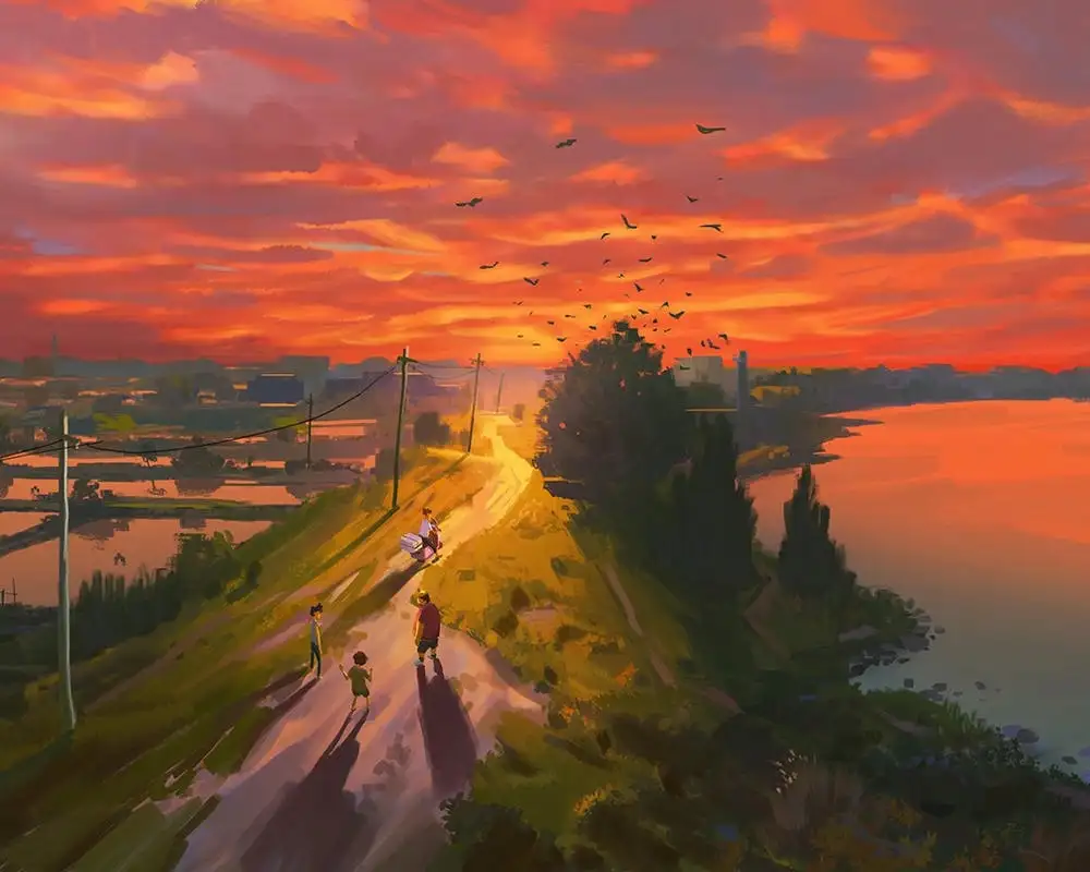 phong cảnh anime kỳ ảo 