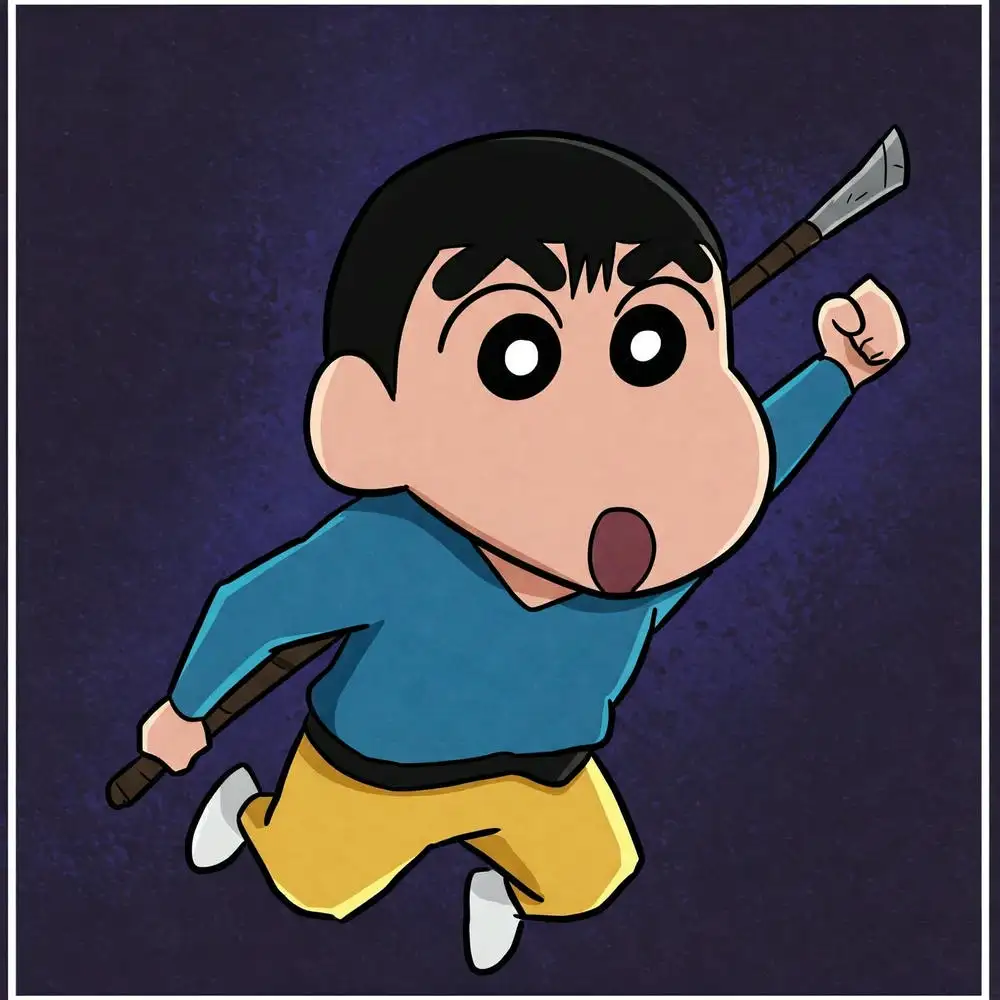 ảnh Shin đang tạo dáng hài hước, cực bựa 