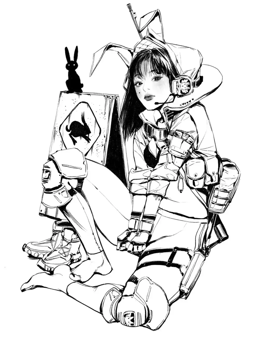 ảnh trắng đen nhân vật anime