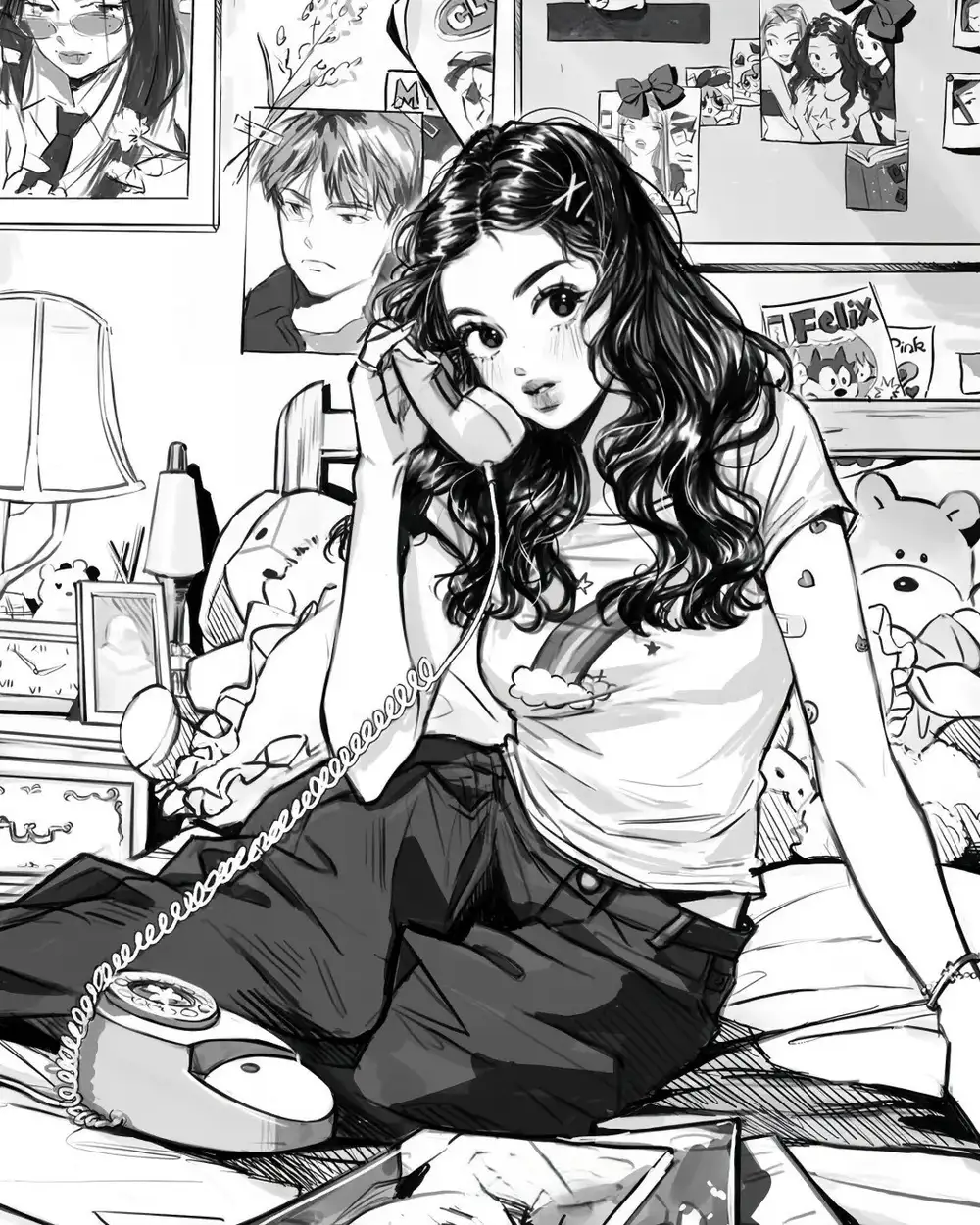ảnh anime trắng đen lãng mạn