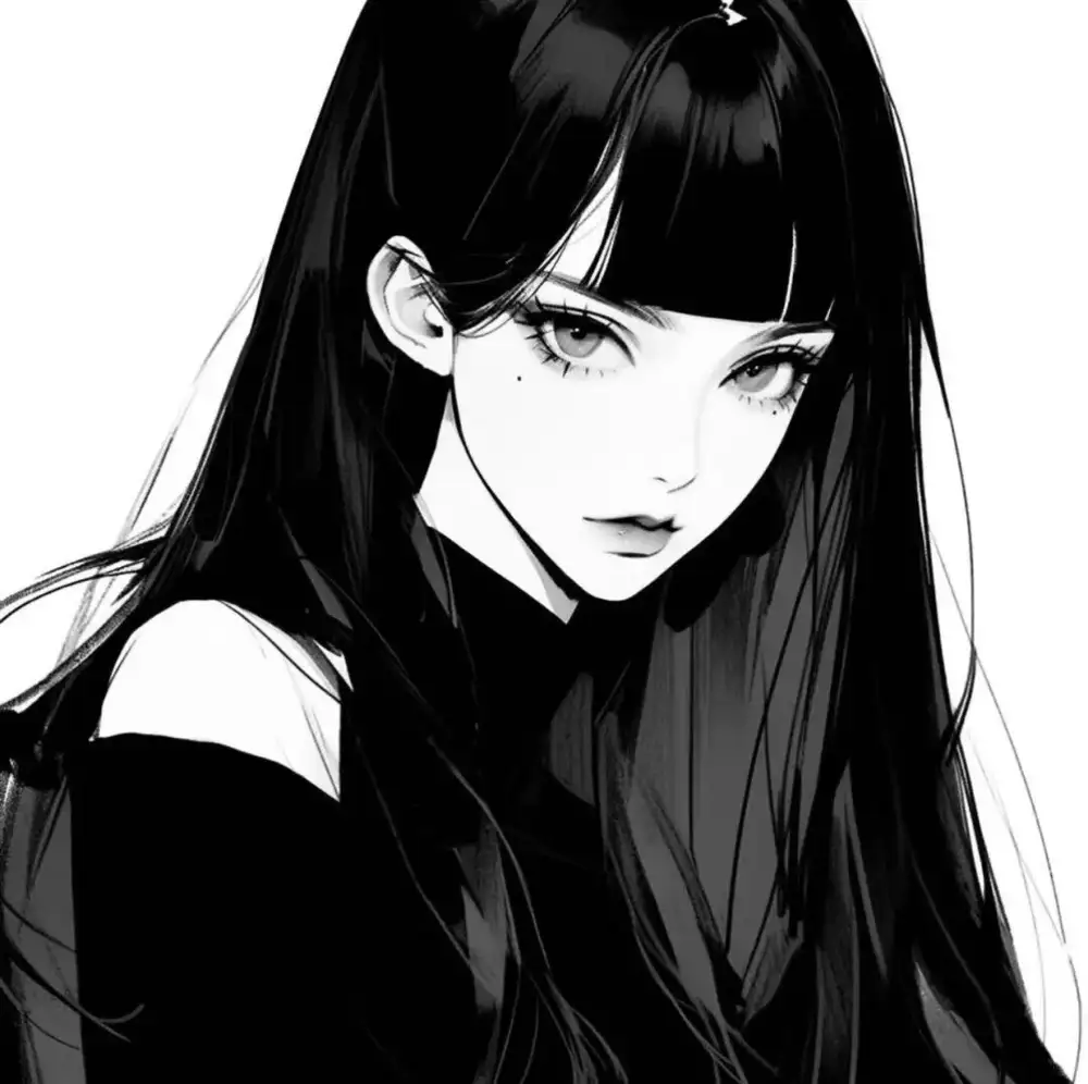 ảnh anime trắng đen nữ