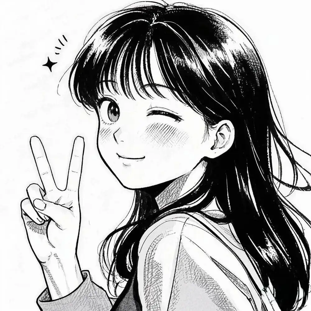 hình anime trắng đen đáng yêu