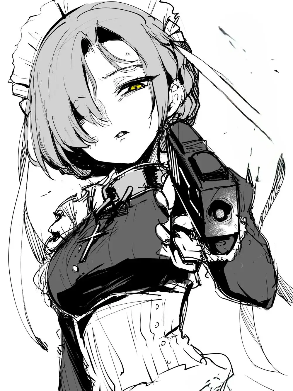 tranh vẽ anime đen trắng nghệ thuật 