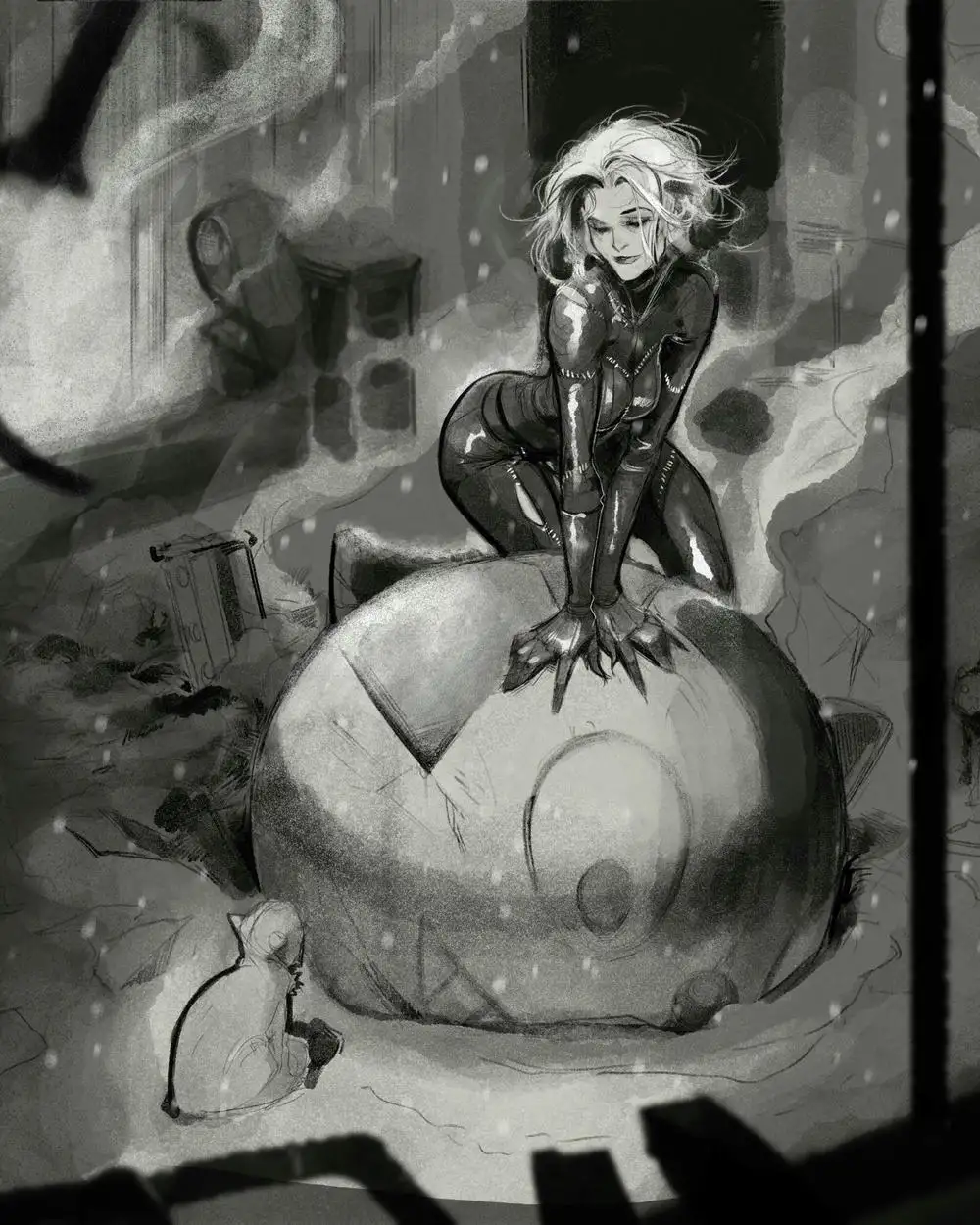 tranh vẽ anime nữ tóc ngắn 