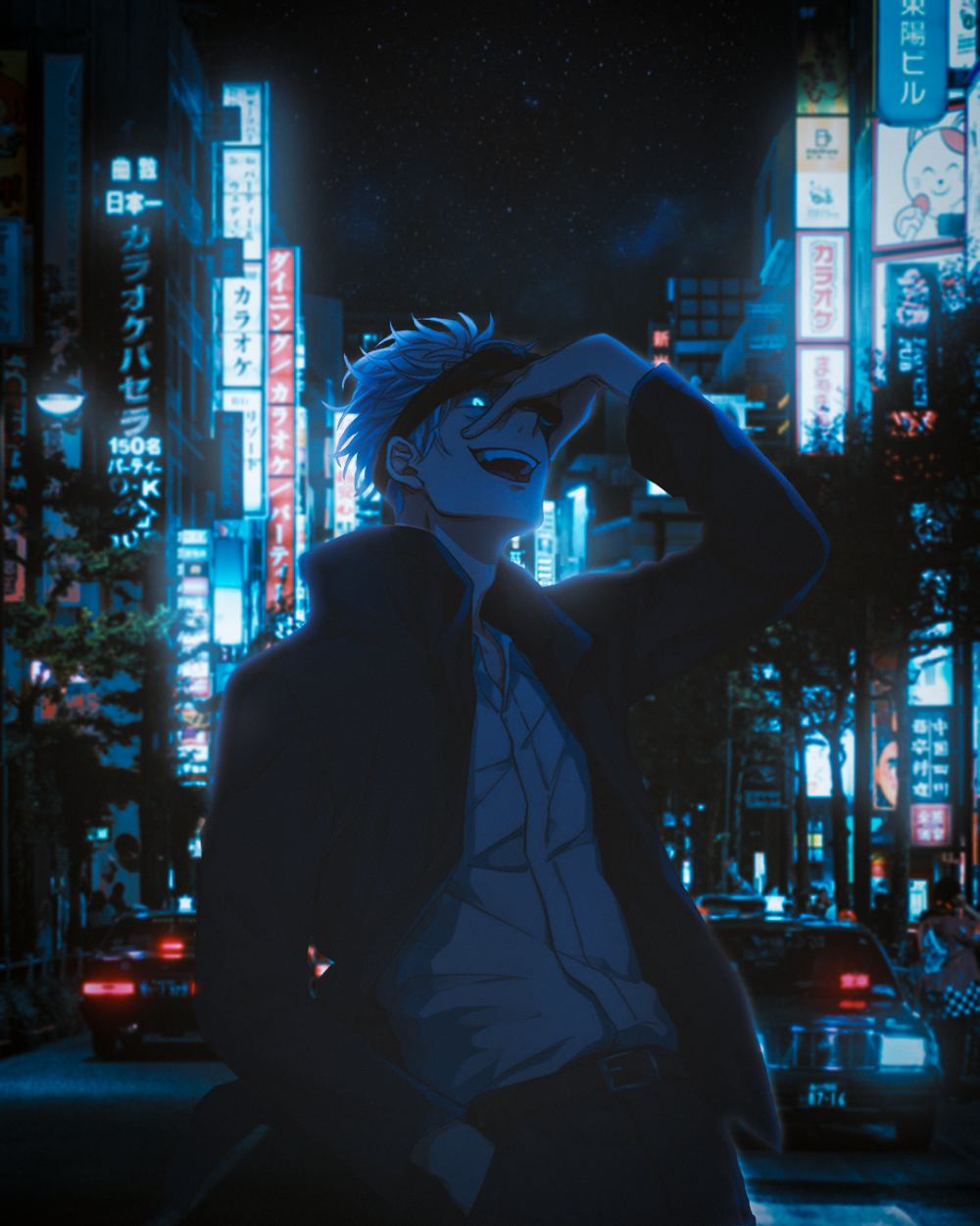 ảnh gojo trắng đen phong cách manga