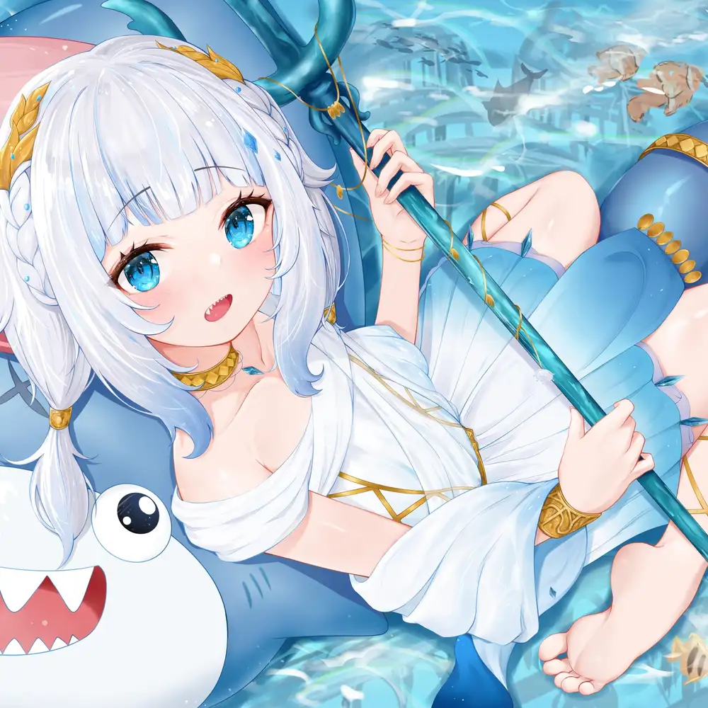 gura cá mập anime phong cách 