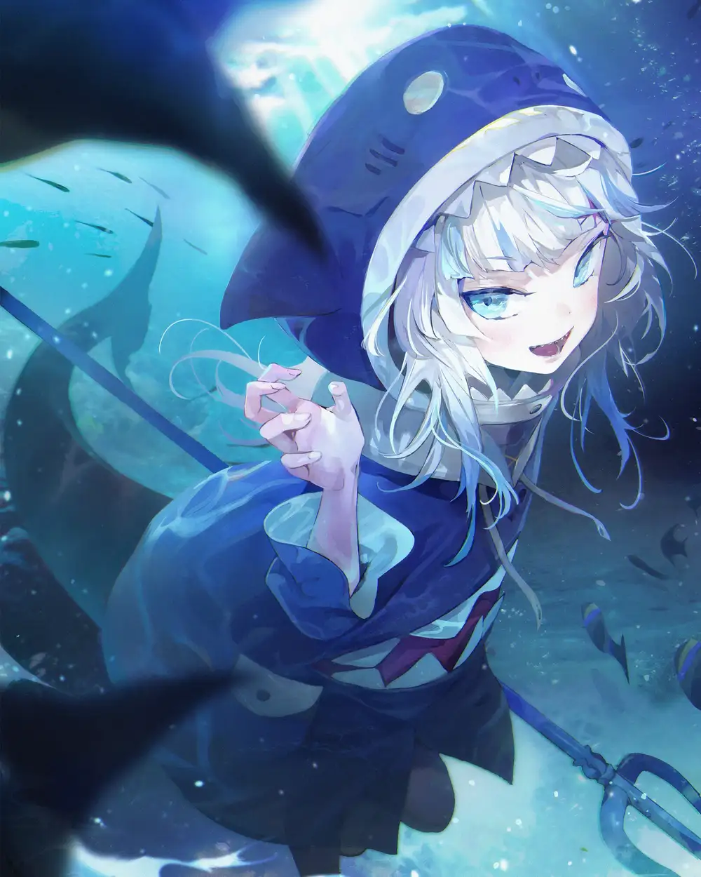 gura anime với răng nhọn dễ thương