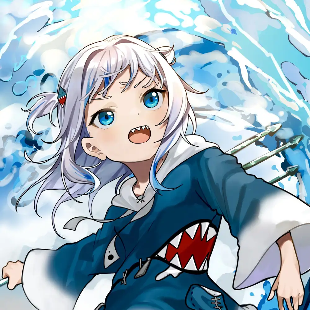 gura trong anime cá mập cute 