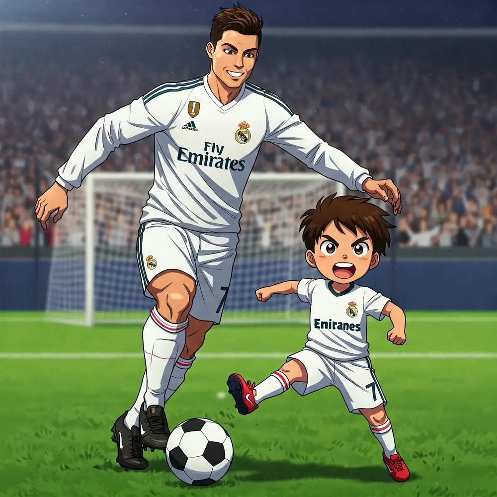 anime ronaldo với màu sắc tươi sáng
