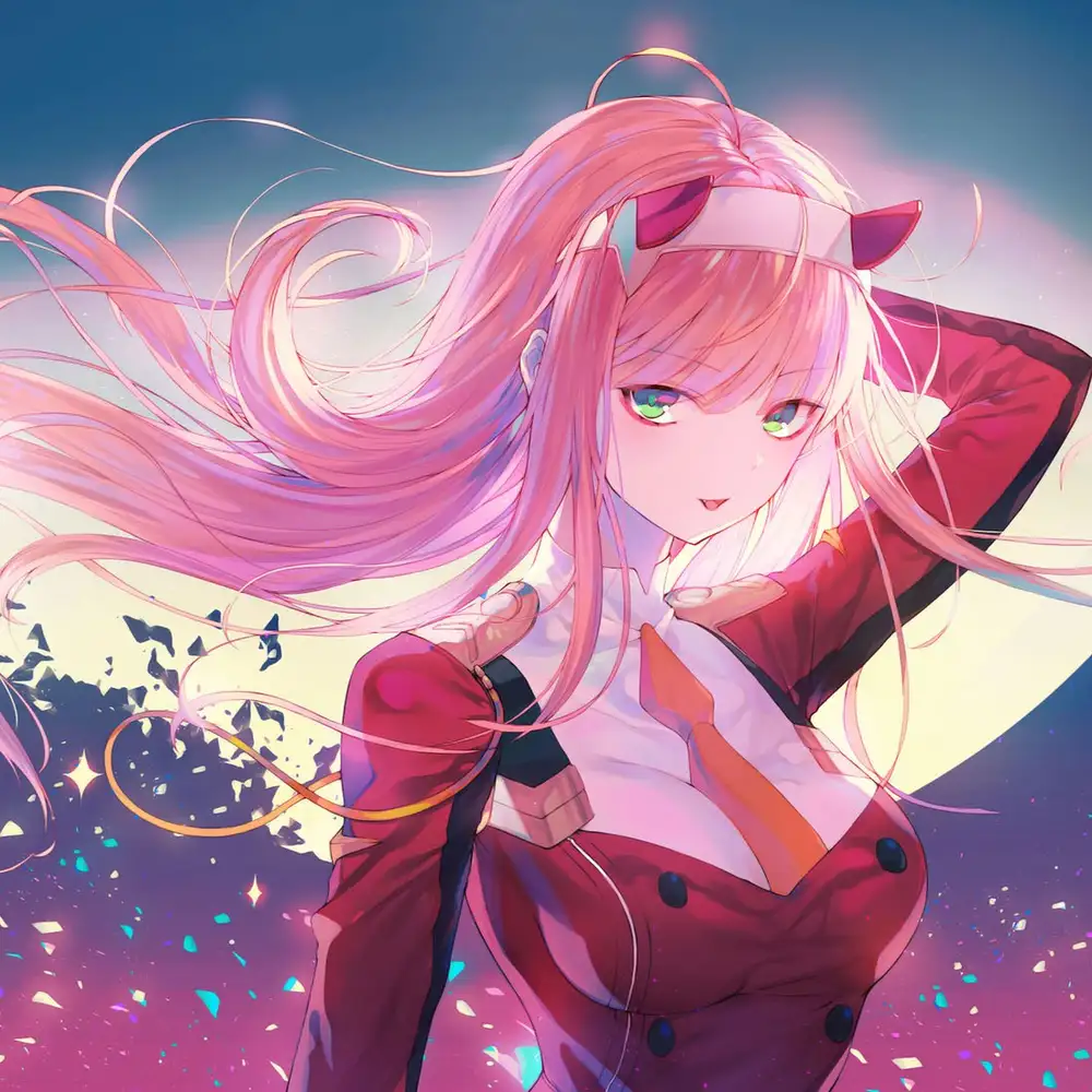 hình zero two với ánh mắt sắc lạnh 