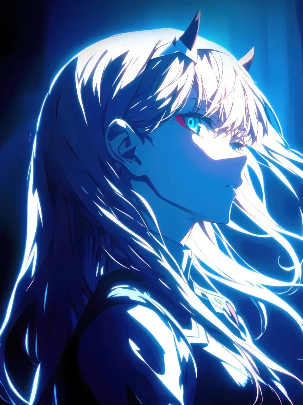 ảnh zero two với đôi mắt xanh tuyệt đẹp