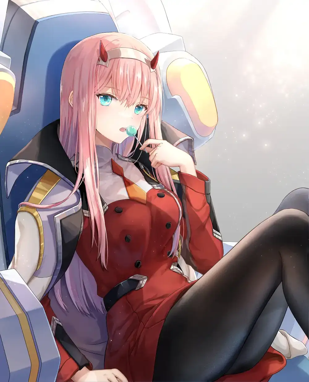 ảnh zero two tạo dáng ngầu và mạnh mẽ