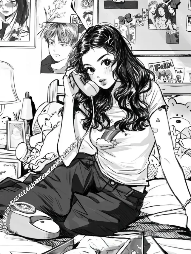 ảnh anime trắng đen lãng mạn