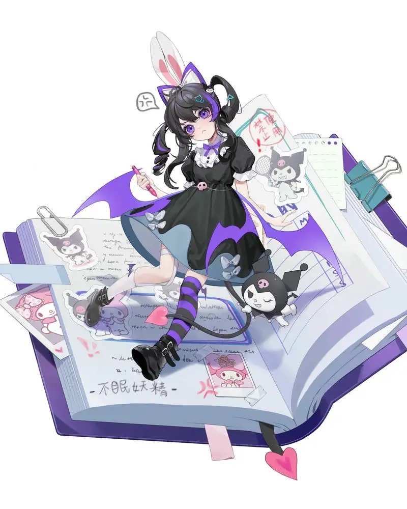kuromi mặc váy đen 