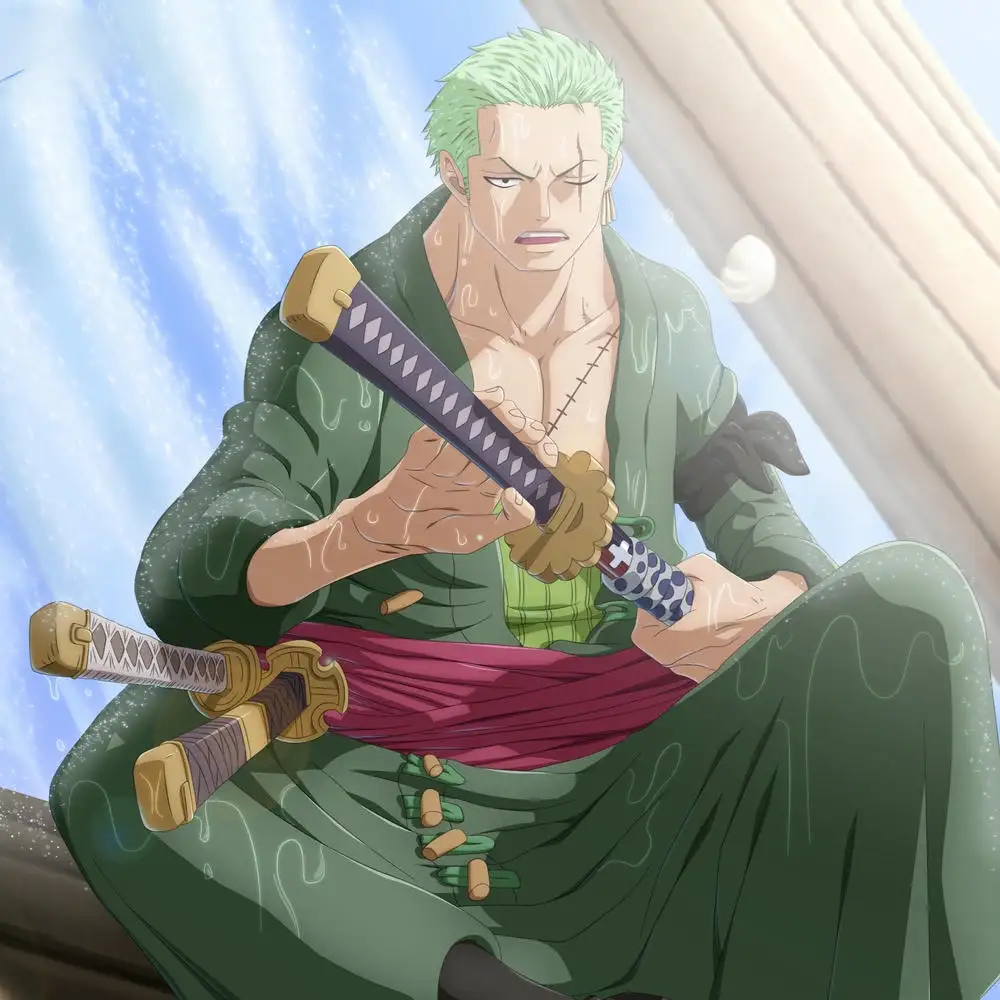 hình ảnh zoro anime với vũ khí 