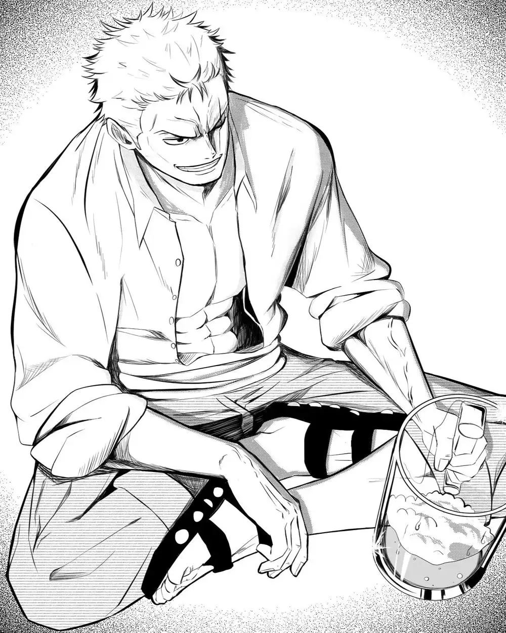 zoro one piece đen trắng