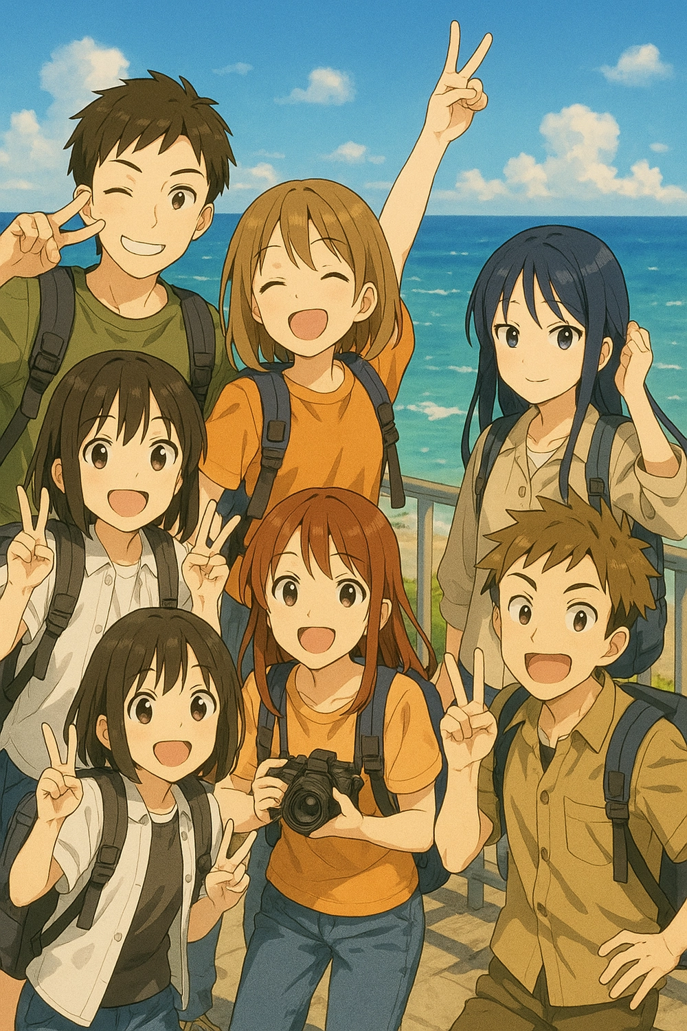 hình ảnh nhóm bạn thân 7 người anime năng động 