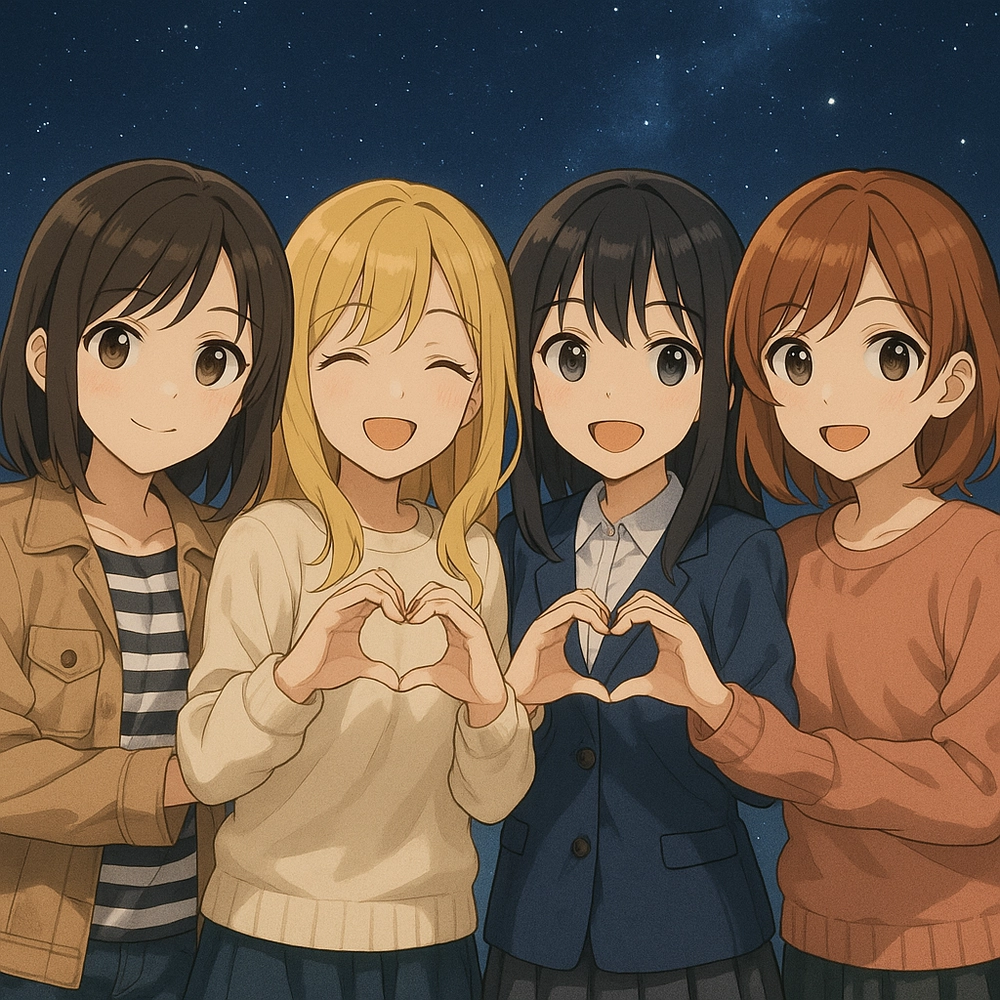 hình ảnh 3 người bạn thân anime nữ xinh đẹp 