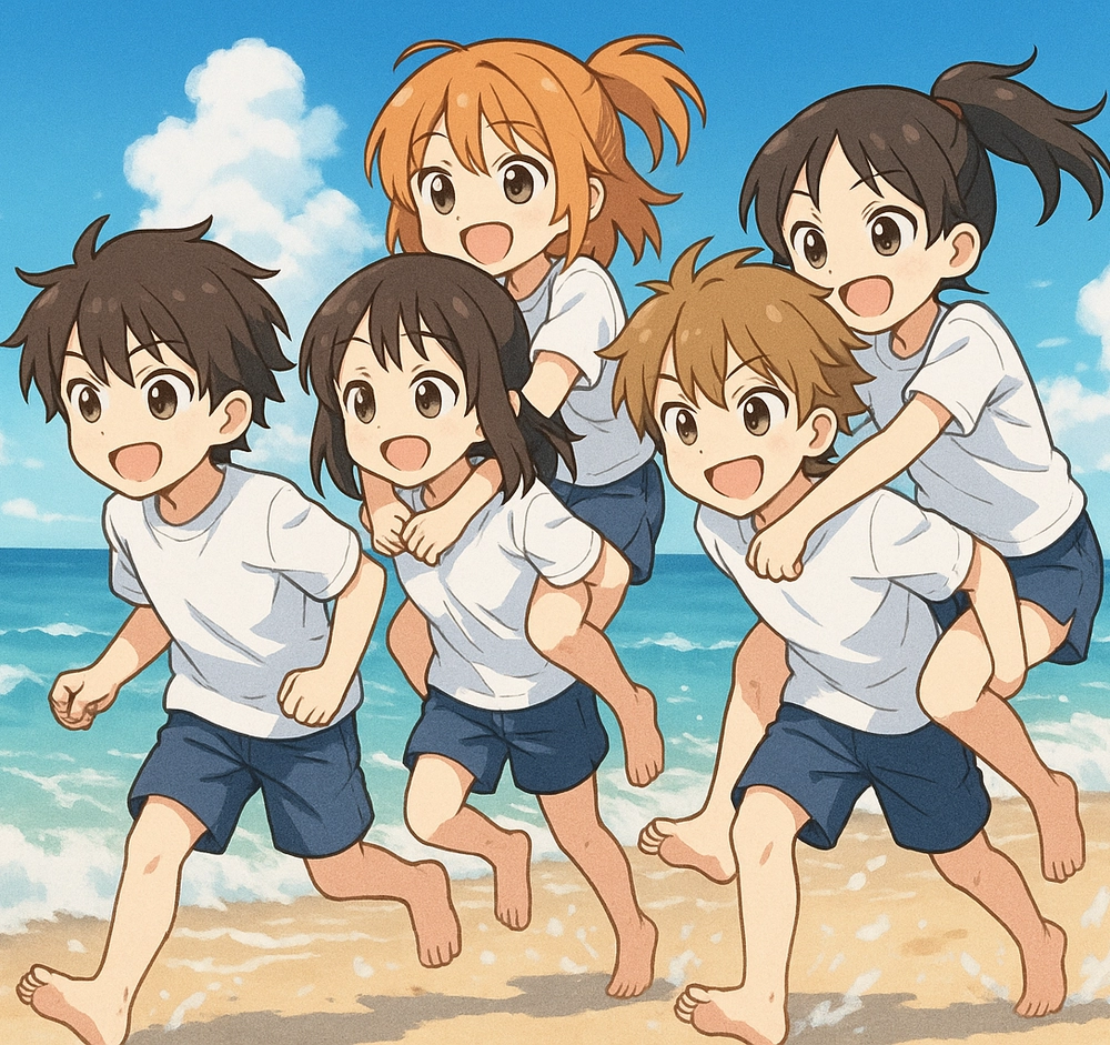 hình ảnh nhóm bạn thân 5 người anime sinh động 