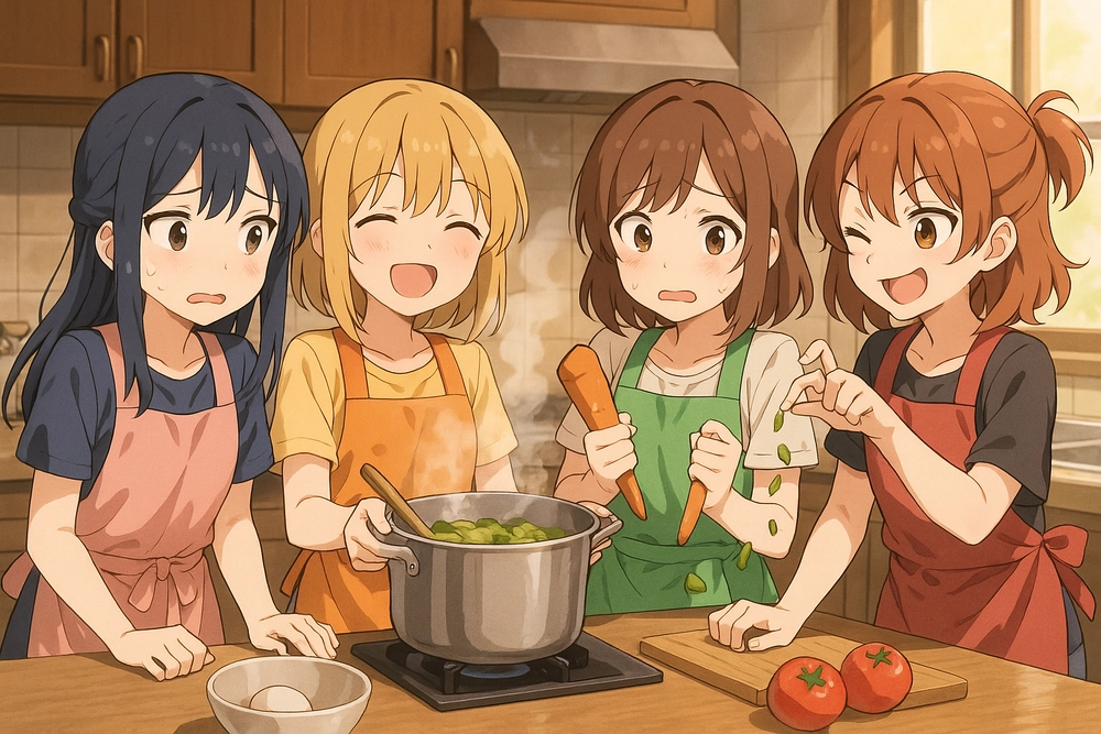 hình ảnh 4 người bạn thân nữ anime đáng yêu 