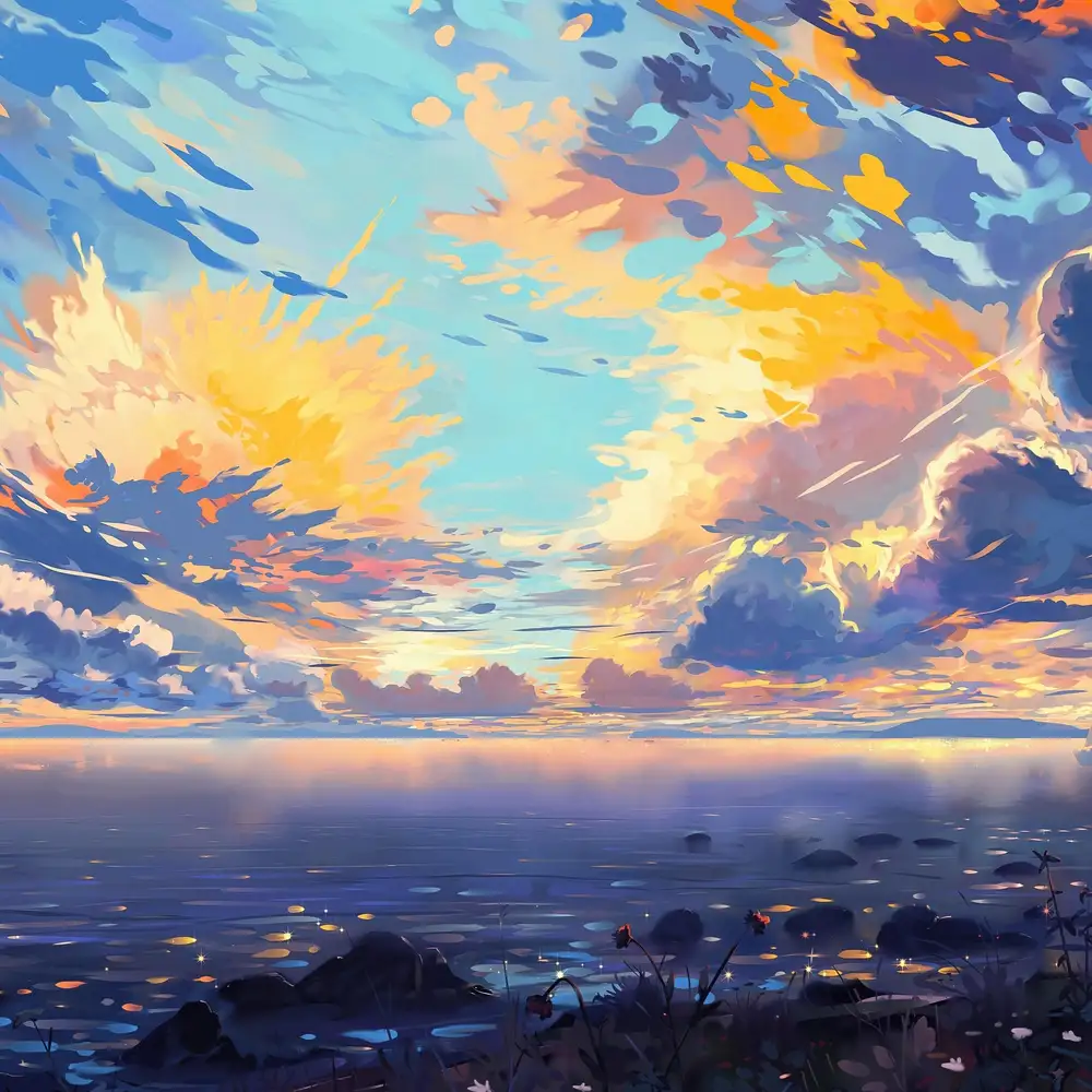 hình ảnh bầu trời anime lãng mạn 