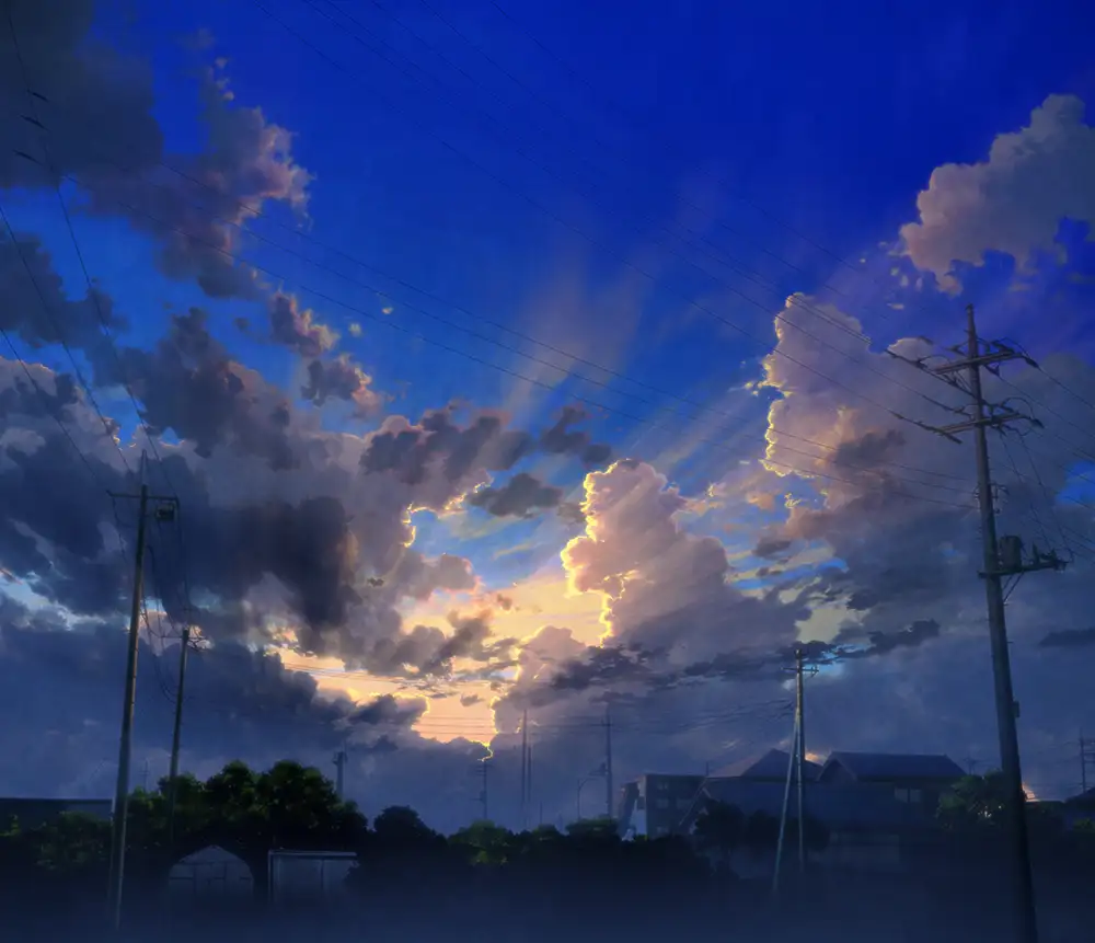 bầu trời anime bình minh tuyệt đẹp 