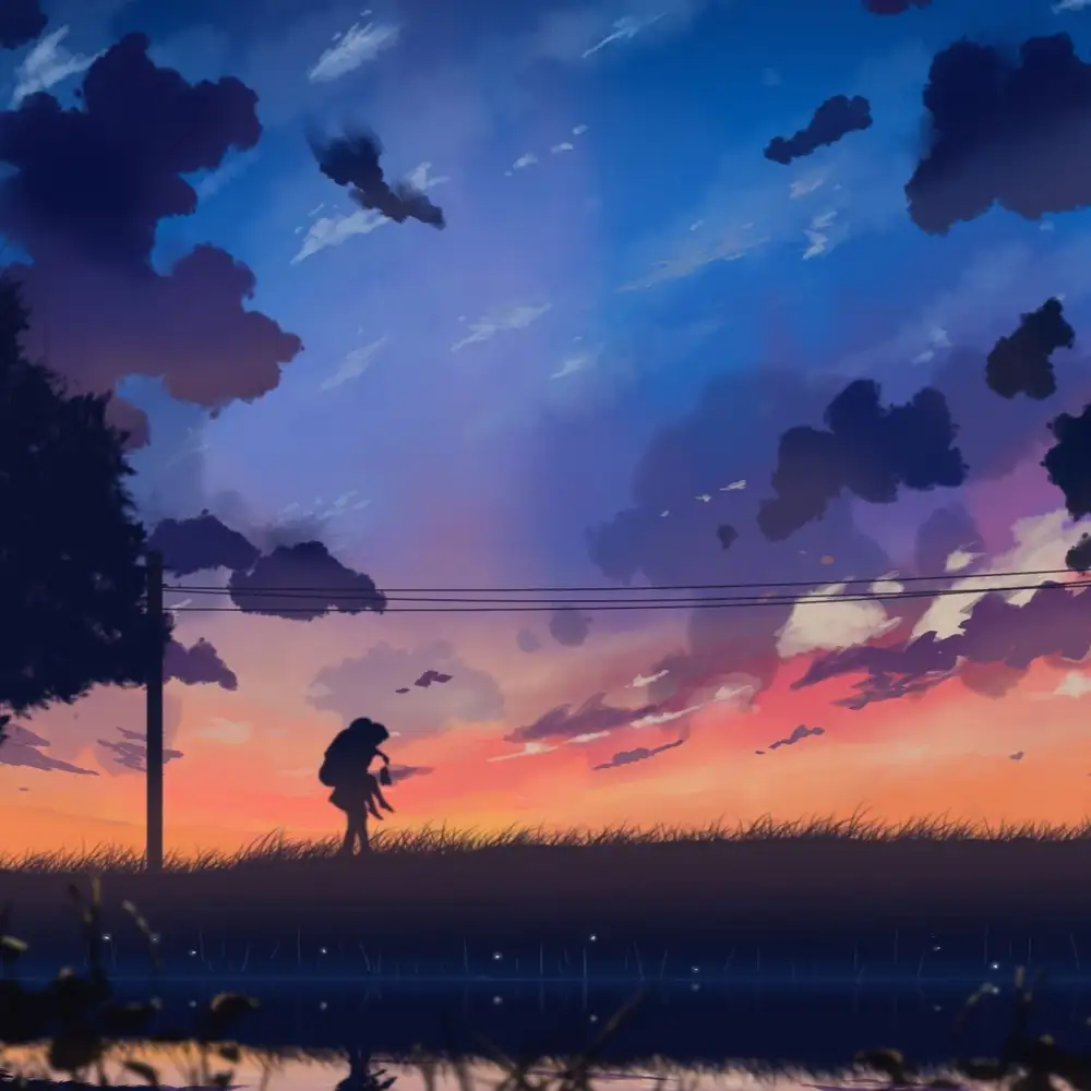 bầu trời anime hoàng hôn đẹp 