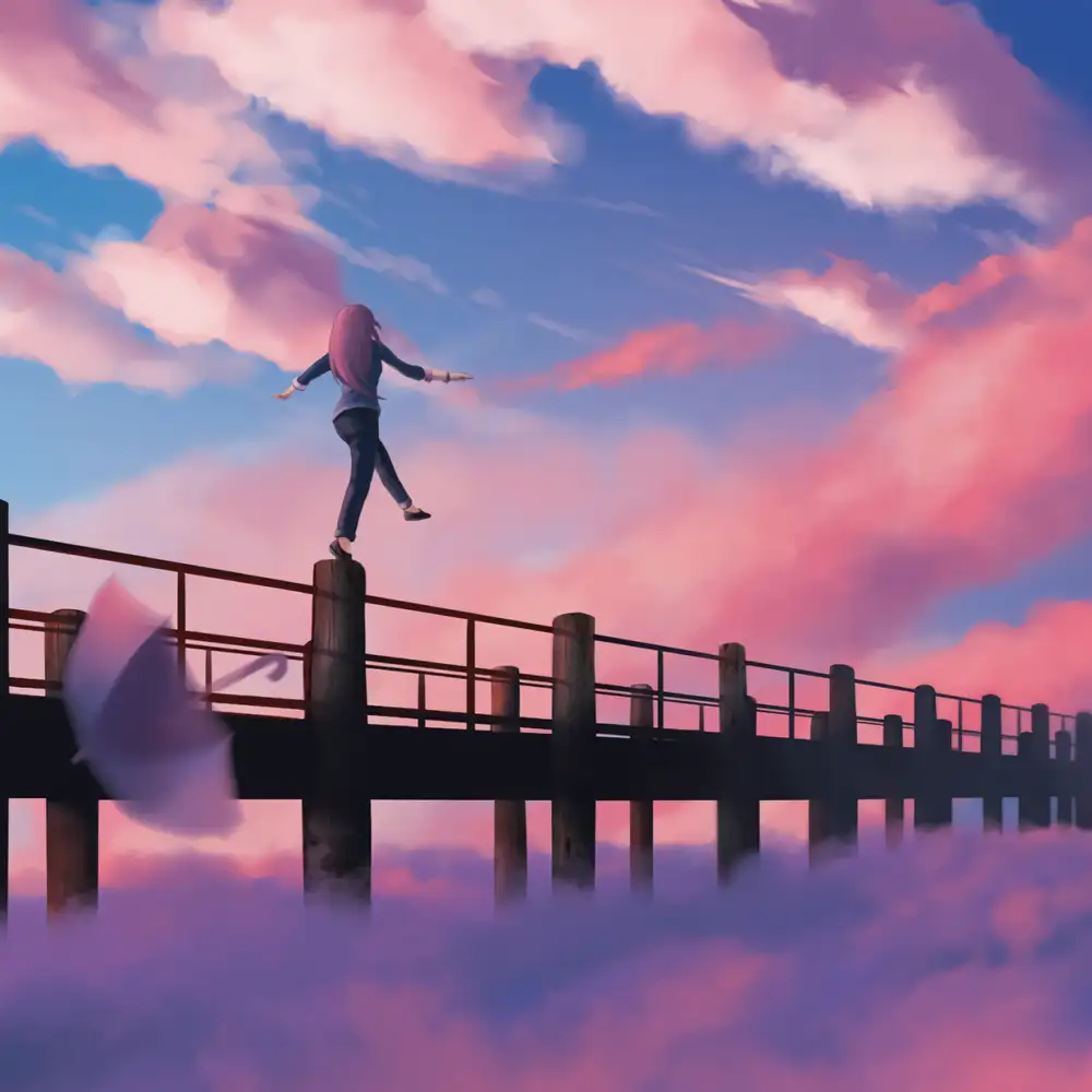 ảnh bầu trời anime với dải mây nhẹ 