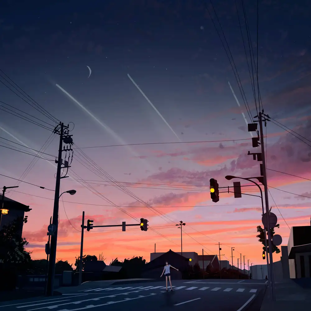 bầu trời anime vào mùa thu 