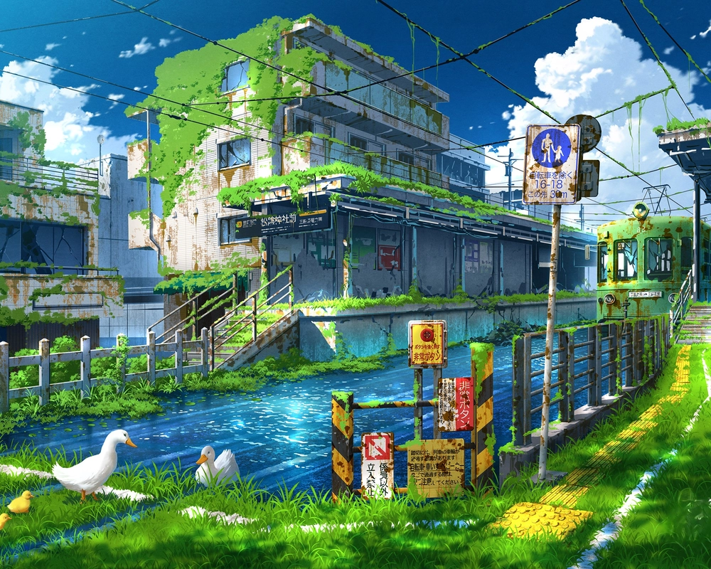 ảnh anime yên bình giữa thiên nhiên xanh