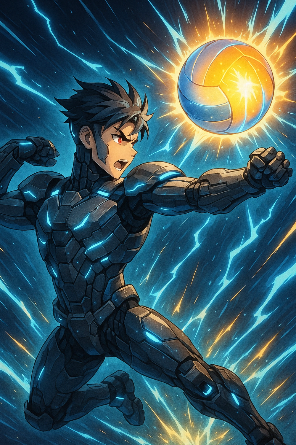 ảnh bóng chuyền anime thi đấu sôi động