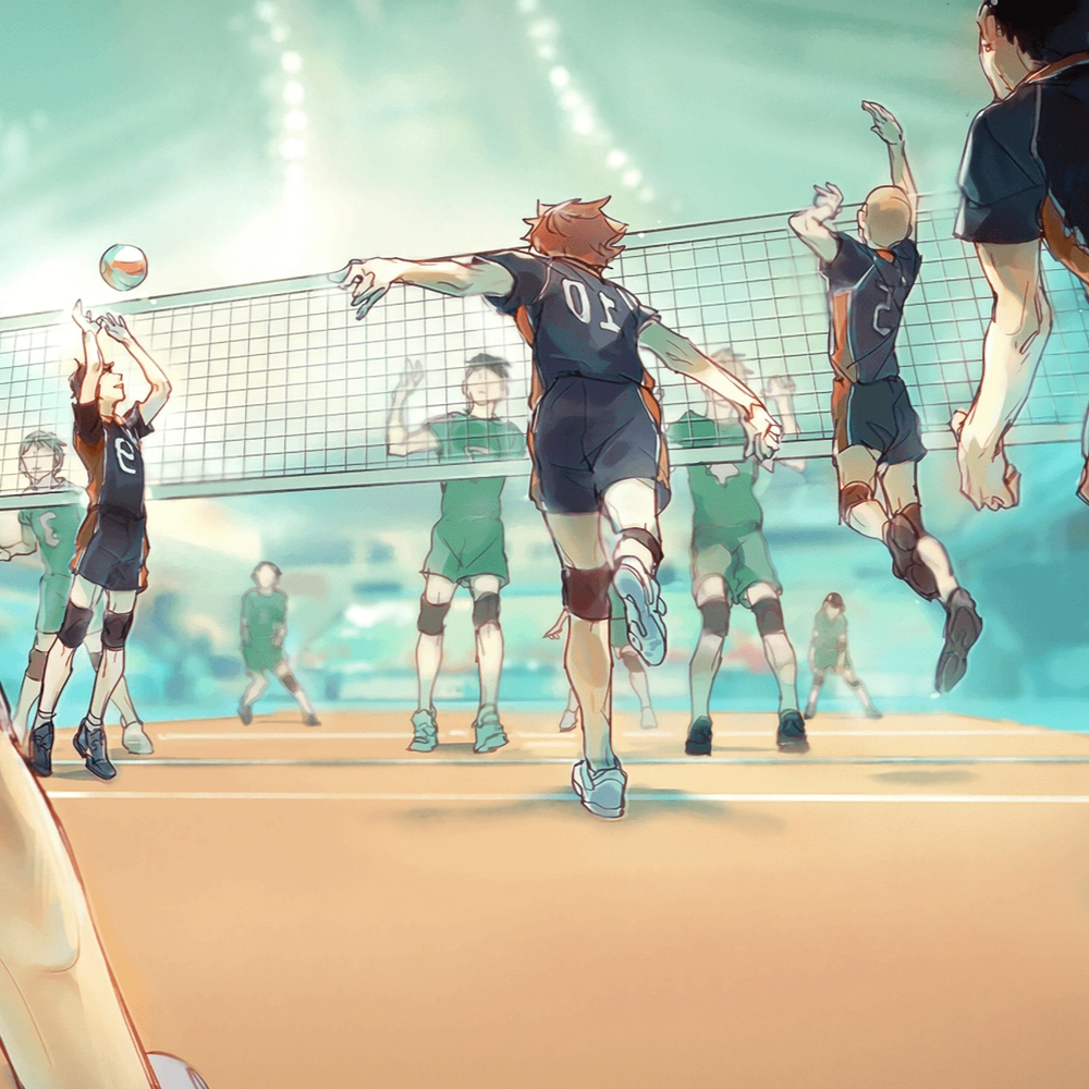ảnh anime bóng chuyền đang đập bóng