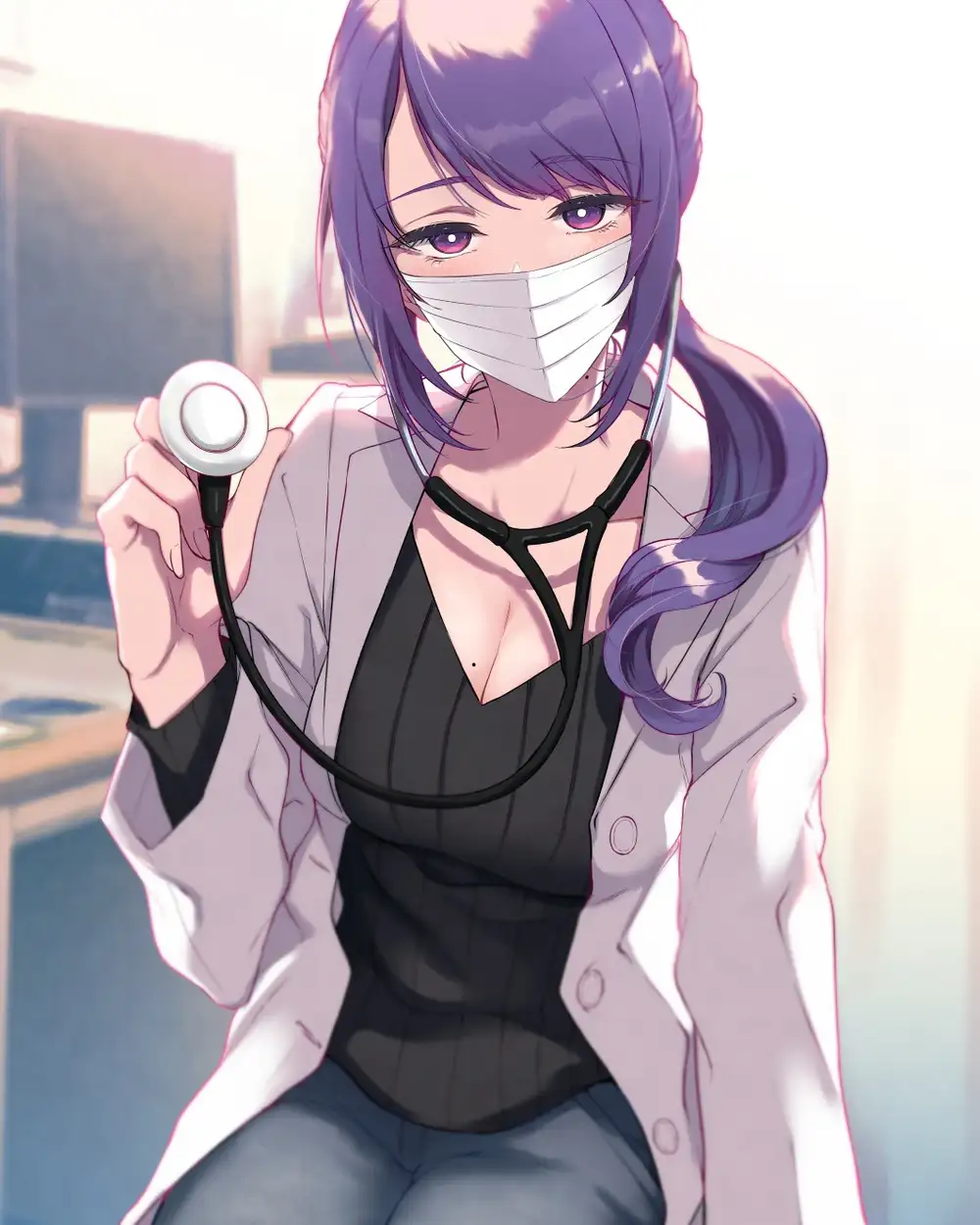 ảnh anime nữ y tá che mặt 