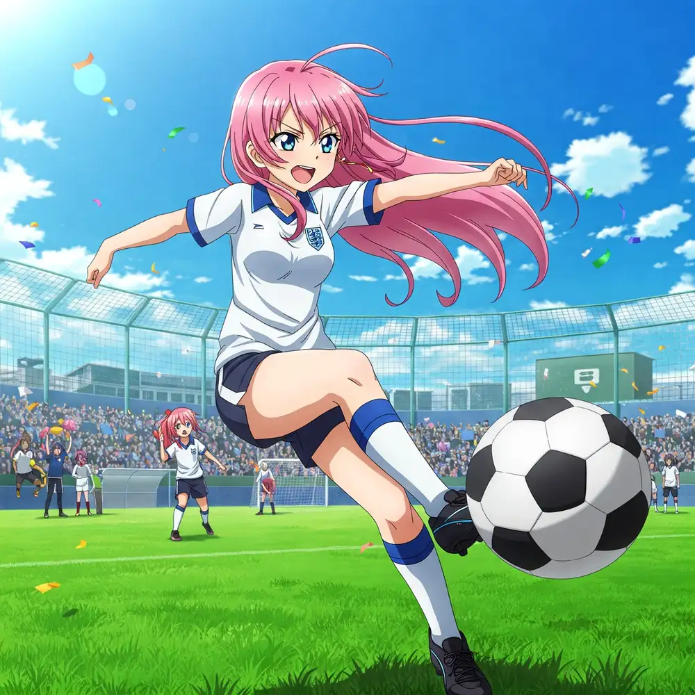 anime nữ mặc áo đá bóng 
