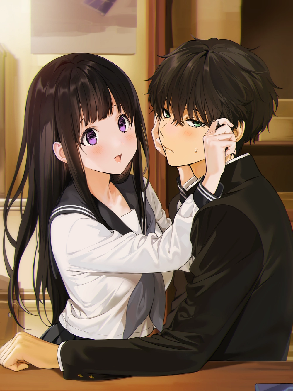 ảnh anime đôi với khung cảnh lãng mạn 