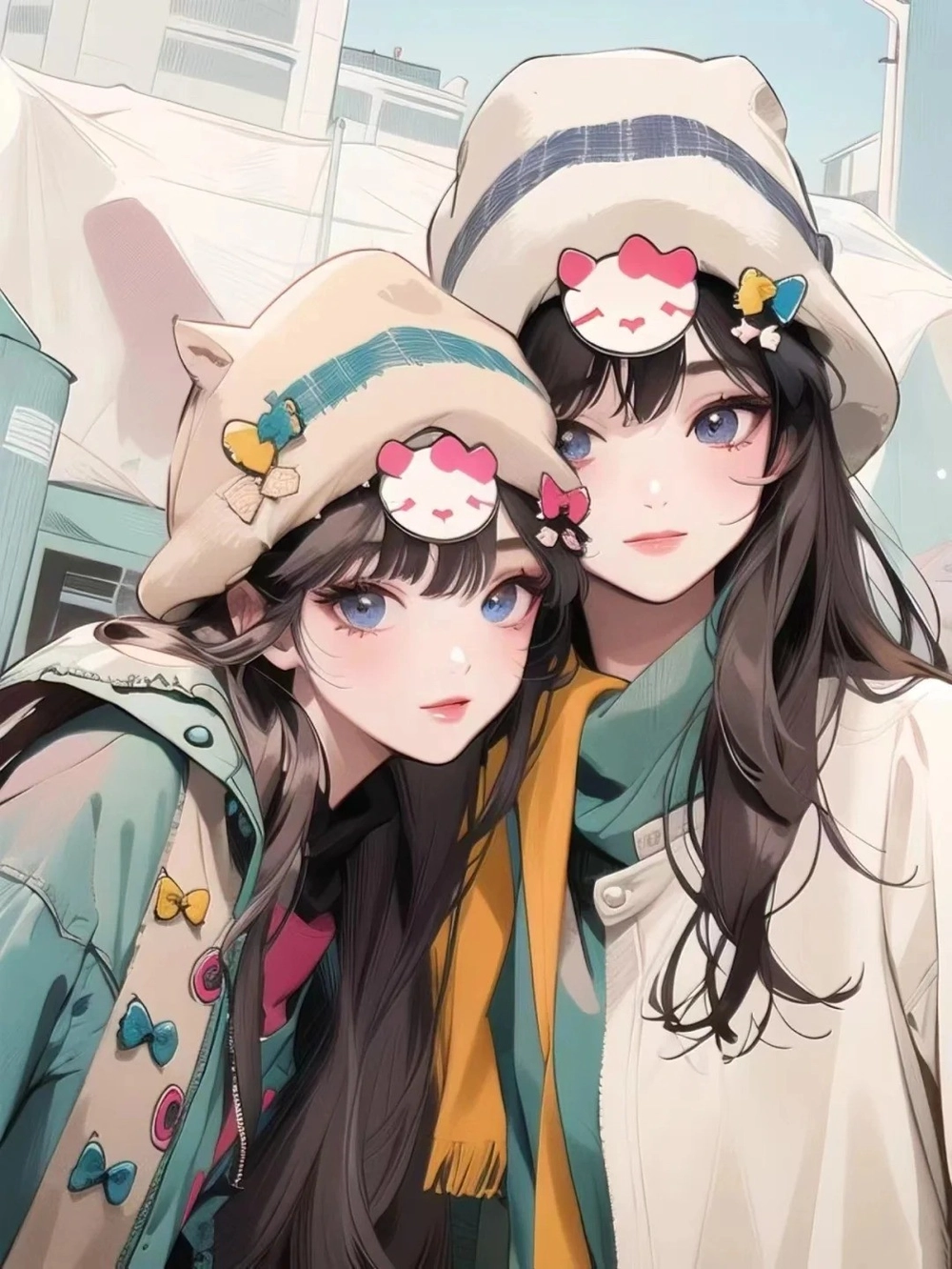 ảnh anime đôi bạn thân nữ cute