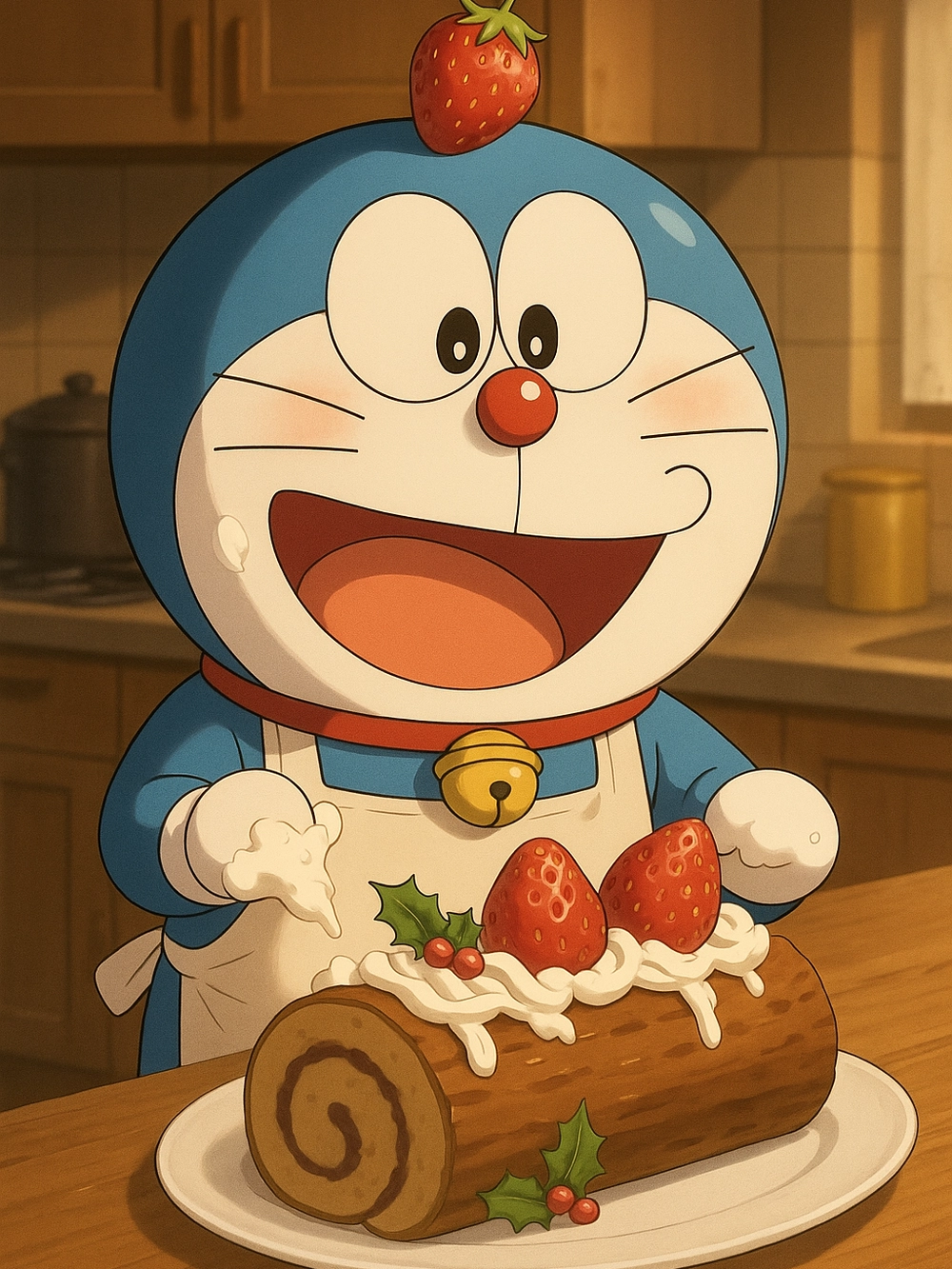 hình ảnh doraemon anime làm bánh kem