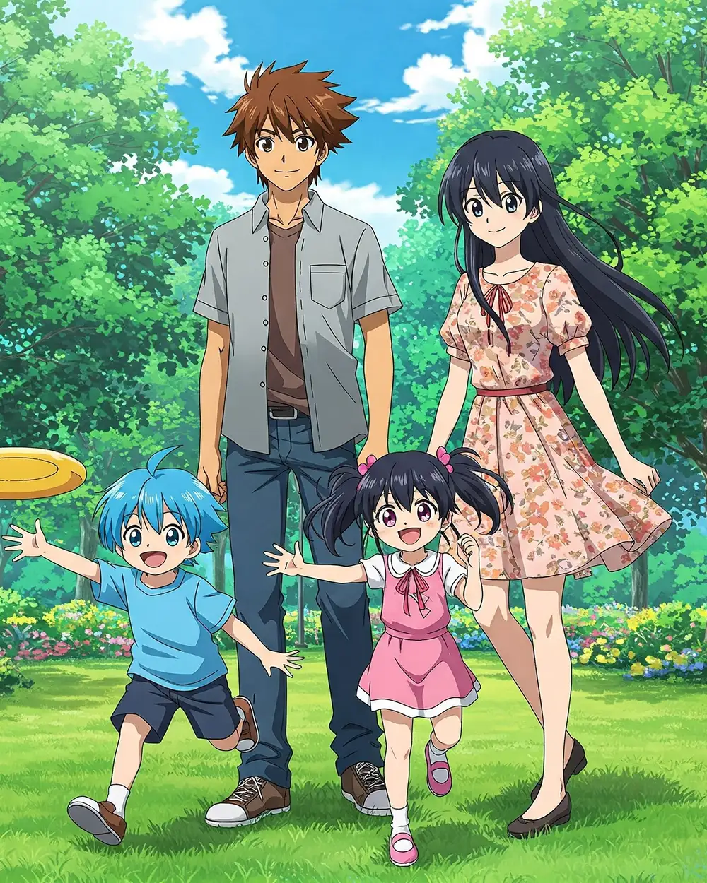 ảnh gia đình 5 người anime vui nhộn 