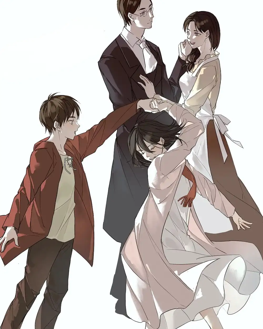 ảnh anime gia đình 4 người đáng yêu 